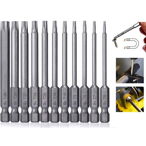 11-Piece Torx Security Bit Set, S2 Steel Magnetic Security S