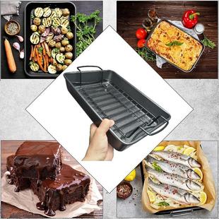 不粘涂层15寸平盘配烤架烤肉鱼烤鸡盘面包蛋糕饼干模具揉面垫