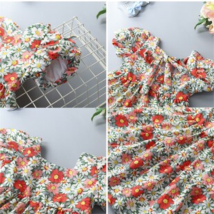 1-6 Years Baby Girls Sleeveless Flower Print Sundress Kids C