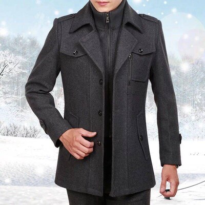 2025 Mens Woolen at Long Korean Middle-aged And Elderly Men