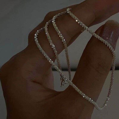 2023 New Popular Silver Colour Sparkling Clavicle Chain Chok