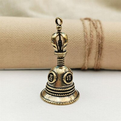 Mini Brass Auspicious Bell Pendant Handmade Antique Brass