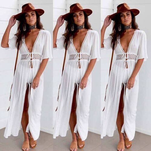 3XL Plus Size Beach Long Maxi Dress Women Beach Cover Up Tun