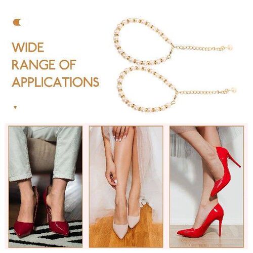 2 Pcs Pearl Chain High Heels Girls Shoes Strap Ankle for
