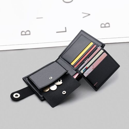 Mens Wallet Retro Woven Pattern PU Leather Mens Short Wall
