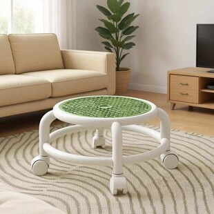 Round Wheel Swivel Stool Grey Universal Small Rolling Low