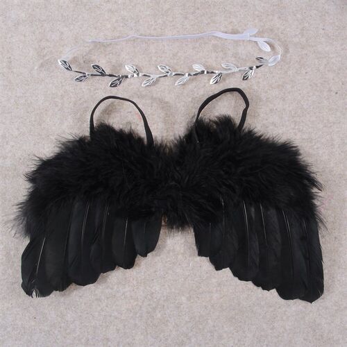 Fashion 2pcs/set Feather Angel Wing with Leaf Headband Set f