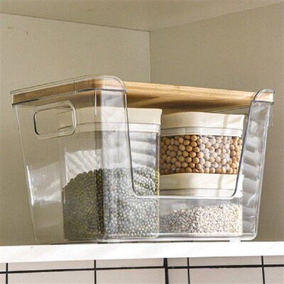 Kitchen Counter Pantry Baskets with Bamboo Lid Vanity Table