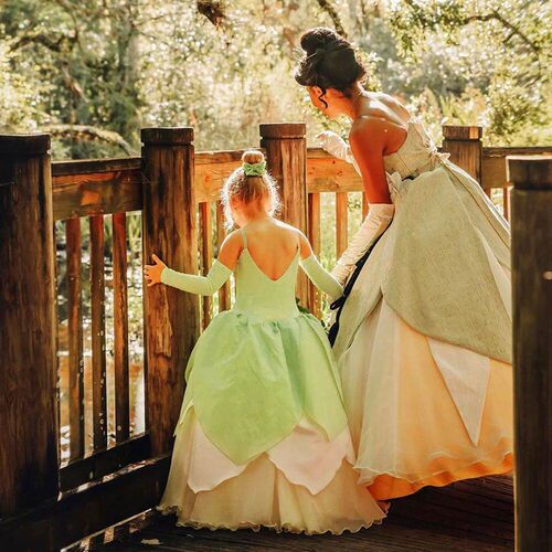 Christmas Girls Princess Tiana Dress Up Evening Party Green