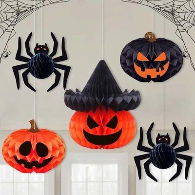 Halloween Pumpkin Spider Three-dimensional Honeycomb Ball Pe