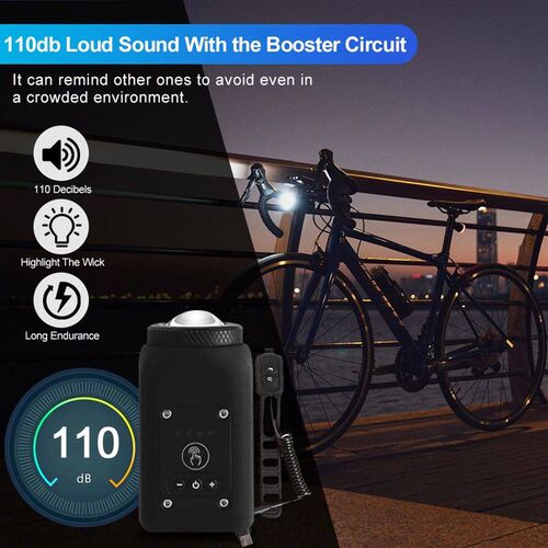 110dB Bicycle Horn Front Light Rechargeable Bike Motorcycle
