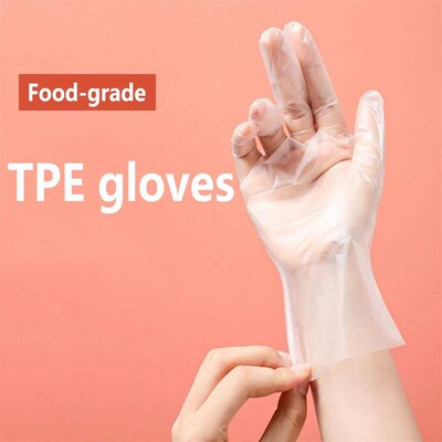 100PCS disposable transparent thickened tpe gloves, waterpro