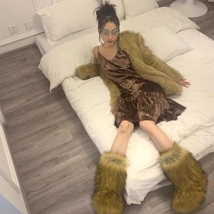 Boots Fluffy Warm Plush Woman Fur Fox Faux Winter Womens