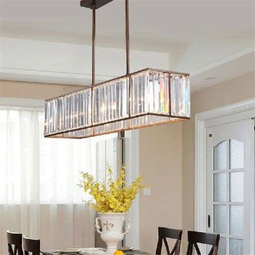 Modern Glass Tube Rectangular LED Chandelier Light Stylish