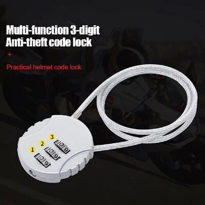 New Password Motorcycle Helmet Lock Wire Rope Pad Code