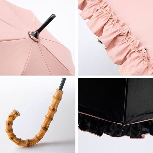 Vinyl Sunscreen Lace Umbrella Straight Rod Umbrella Bamboo C