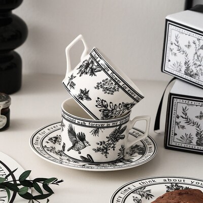 Half Flower Retro ffee Cupcup And Saucer Souvenir Set Cerami