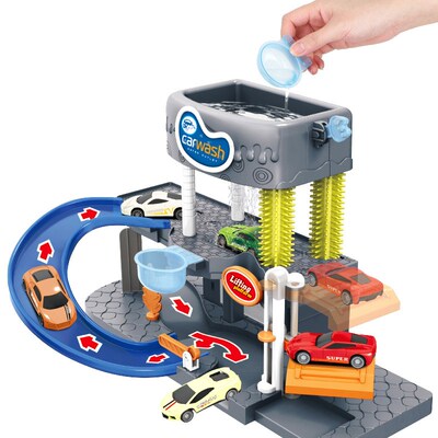 Children Rail Car Toys Simulation Parking Lot Car Wash Model