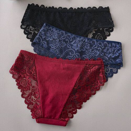 3PCS/Set Luxury Floral Embroidery Lace Panties Women Briefs