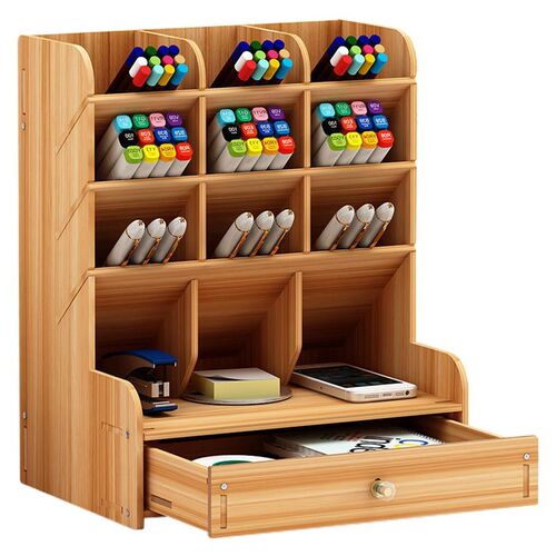 Wooden Multi-function Desktop Pen Holde 5 Layer Desk Organiz