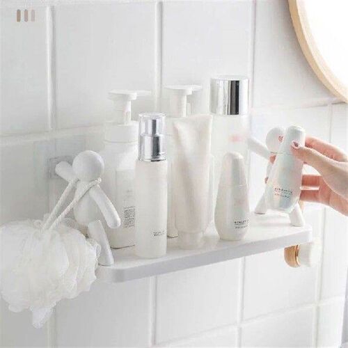 Self-adhesive Bathroom Shampoo Storage Racks Plastic Shelf