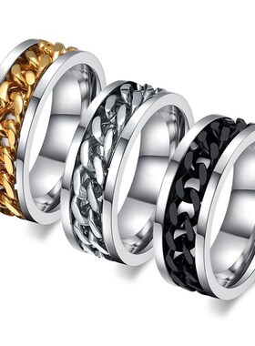 Vnox 8mm Rotatable Chain Ring For Men Women Stainless Steel