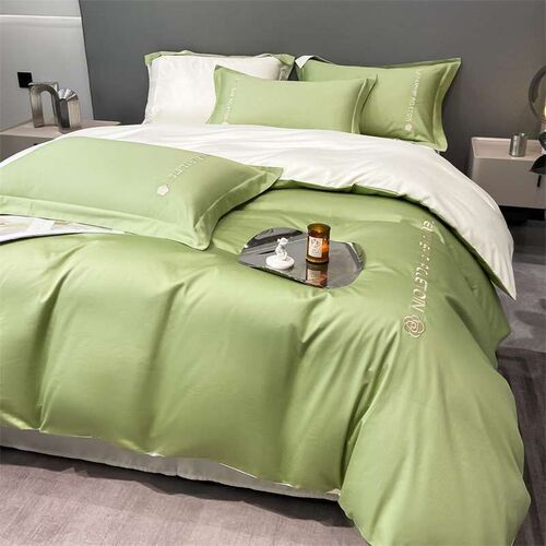 Nordic imitatoon washed silk four-piece solid color embroide