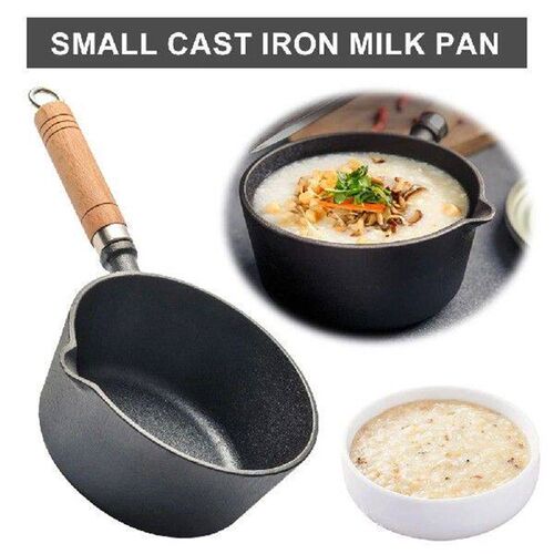 Cast Iron Milk Pan with Pour Spout Non-Stick Hot Oil Pan