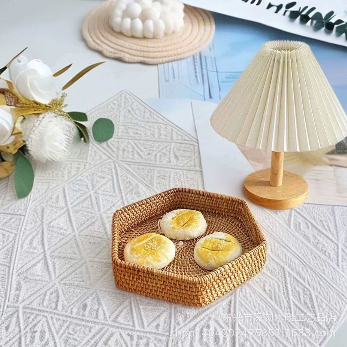 越南秋藤手工编织六角藤编托盘水果篮杂物收纳篮置物筐桌面整理箱,3C数码配件,其它配件,淘宝优惠券,粉丝福利购,淘宝优惠卷