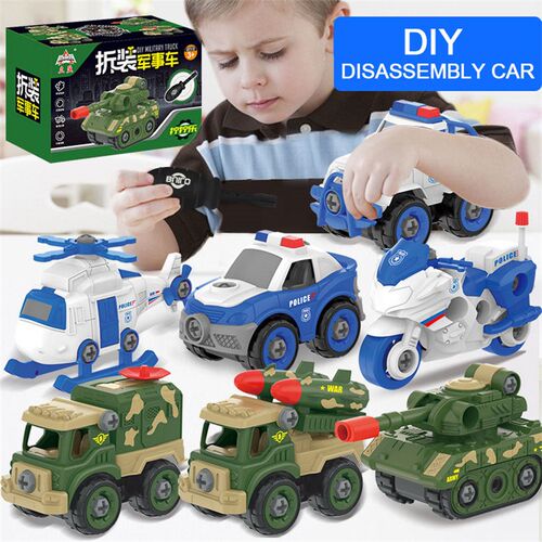 DIY Hand Assembled Car Toys Pull Back Military Vehicle Mini