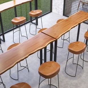 吧台桌实木桌椅商用酒吧台家用阳台靠墙高脚窄桌子长条小吧台