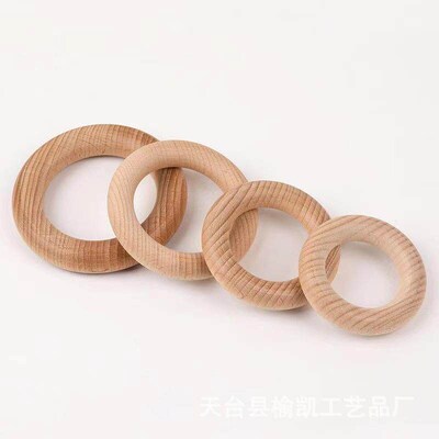 New 5Pc 40/55/60/65mm Beech Wooden Baby Teething Rings Woode