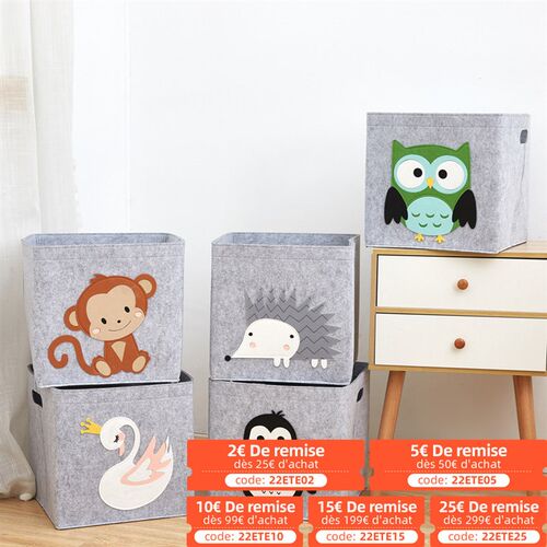11inch Cube Childrens Storage Box Cartoon Animal Felt Fabri