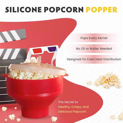 Microwave Popcorn Popper Silicone Maker Microwavable Bowl