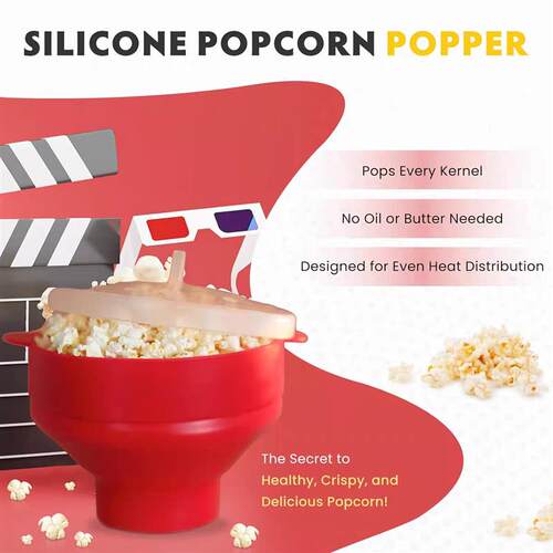 Microwave Popcorn Popper Silicone Maker Microwavable Bowl