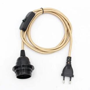 220V AC EU Plug Power Cord Fabric Covered Cable with on/off