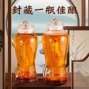 泡酒专用玻璃瓶密封酒罐5酒坛10斤装 20高档家用带龙头加厚坛子