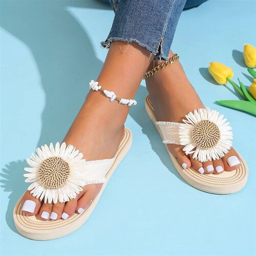 Womens fashion nd non-slip wear comfort linen Sunflower
