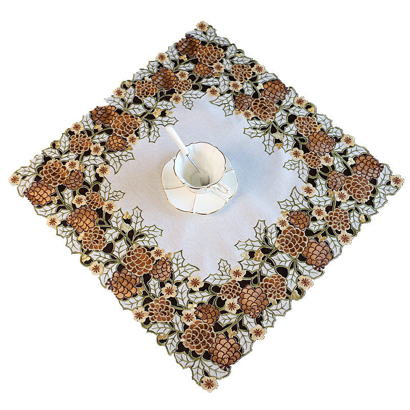 刺绣餐桌镂空布艺台布方角几床头柜圆桌茶几家用电器多用防尘盖巾,居家布艺,桌布,淘宝优惠券,粉丝福利购,淘宝优惠卷