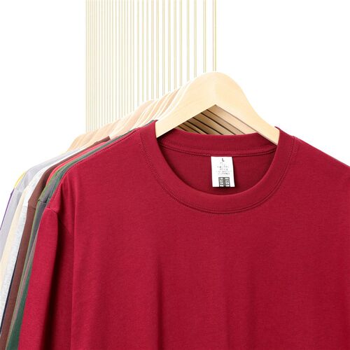 Heavy 270g Earth Color Loose Shoulder Short Sleeve Mens Dou
