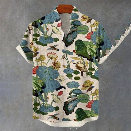 Imagining an exaggerated Hawaiian shirt with tropical