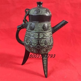 狂飙 仿古青铜器酒壶装酒杯汉代盘龙壶 龙凤酒壶仿古装饰品摆件