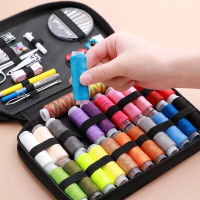 Sewing Kit Complete Set with Threads Needles Scissors Tape M