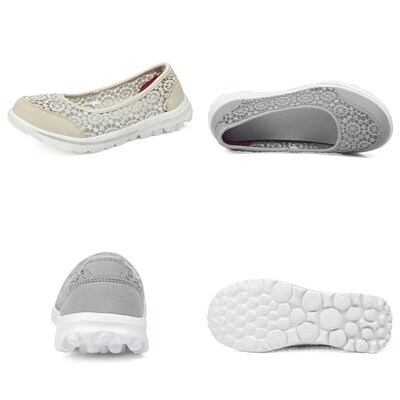 Flat Shoes Women Hollow Lace Summer Slip on Loafers Breathab