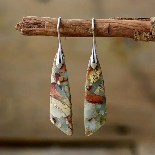 Bohemian Emperor Stone Geometric Pendant Earring Popular Nat