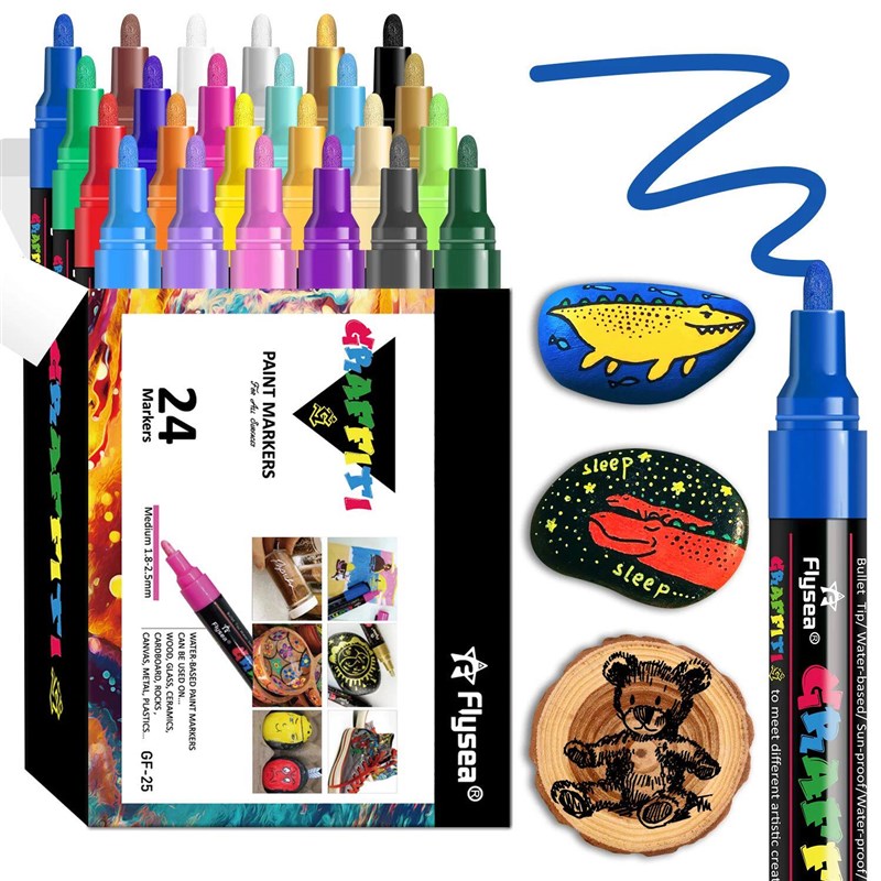 12/18/24Pcs/Set Acrylic Graffiti Marker for Fabric, , Rock,图片