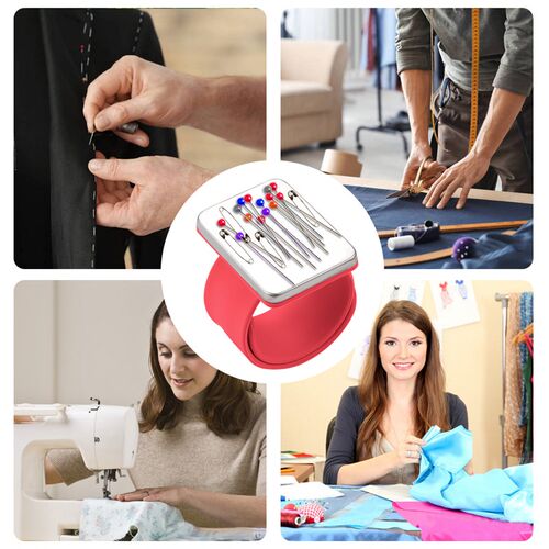 Magnetic Sewing PinCushion Silicone Wrist Needle Pad Safe Br