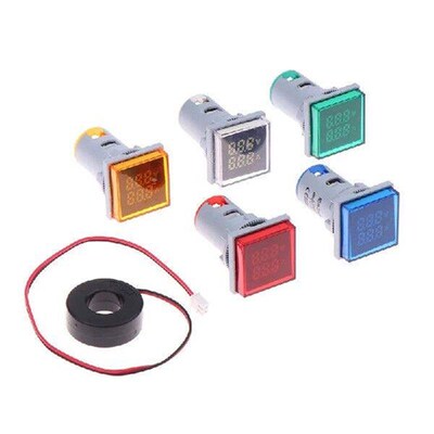 22mm AC Square Mini Digital Current Voltmeter Meter With