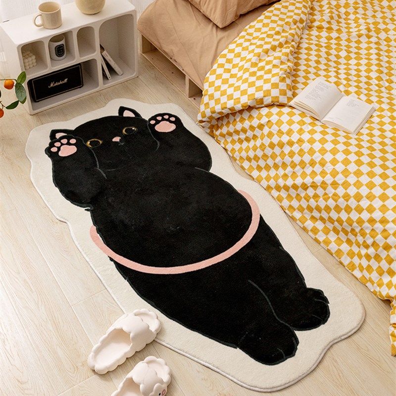 卡通暹罗猫咪少女床边毯卧室客厅沙发毛绒地垫儿童房房间防滑地毯,居家布艺,地毯,淘宝优惠券,粉丝福利购,淘宝优惠卷