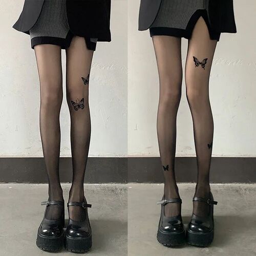 New Sexy Women Tights Pantyhose Butterfly Print Thigh High S